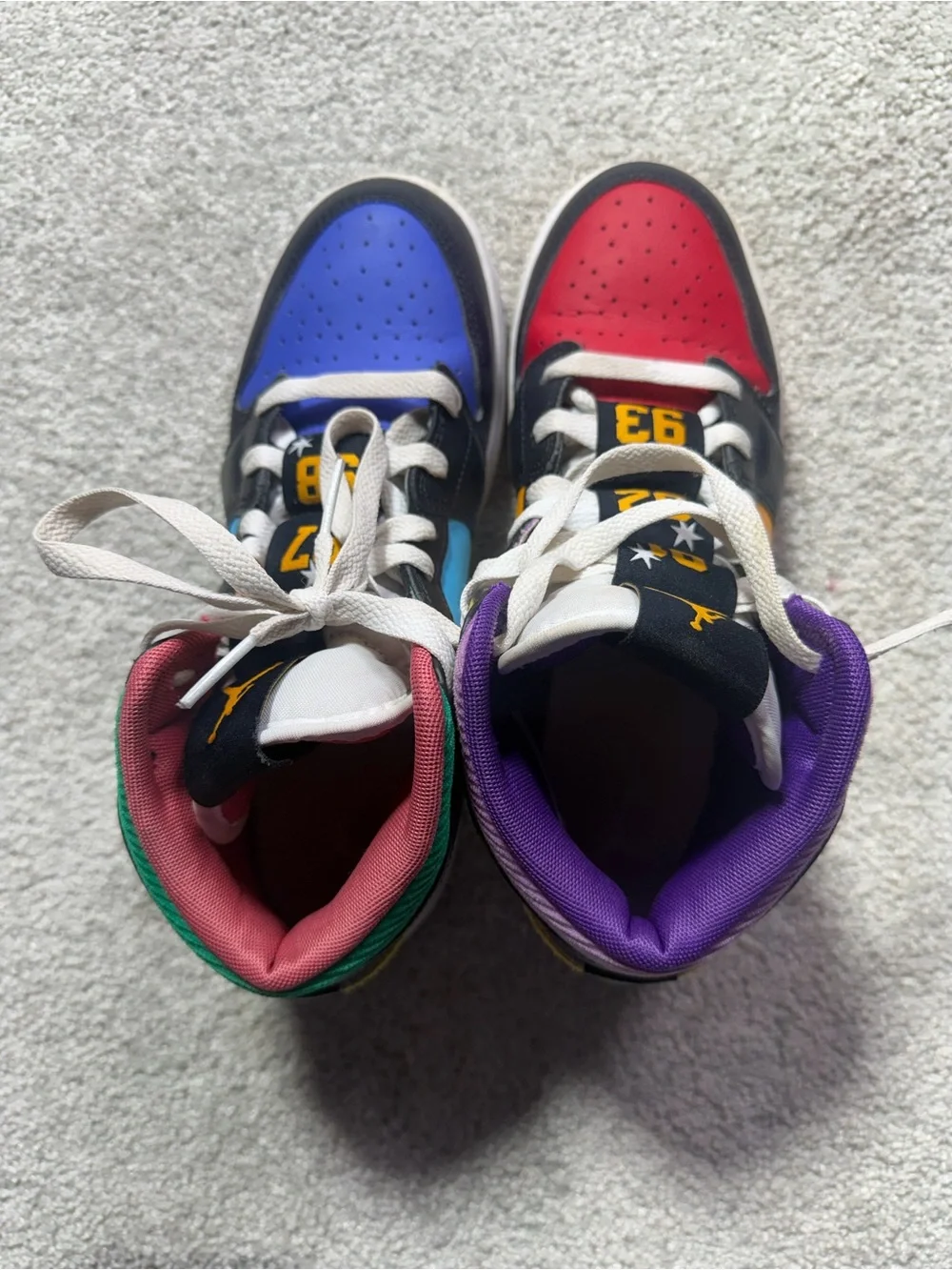 Kids Multicolor Athletic Sneakers with Yellow Swoosh